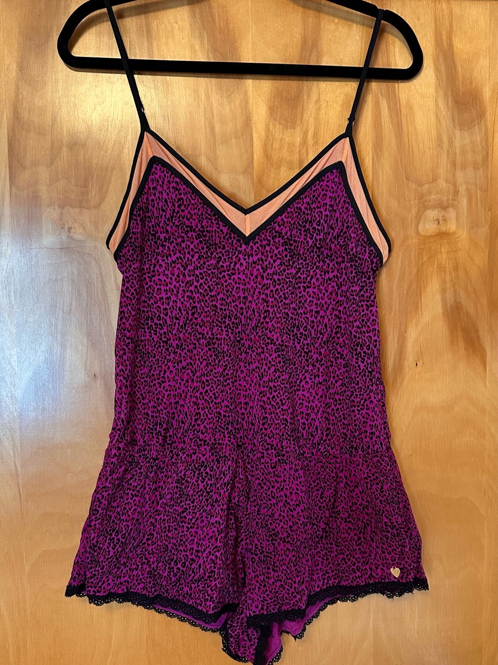 Vintage Y2K Juicy Couture Magenta Leopard Lingerie Romper